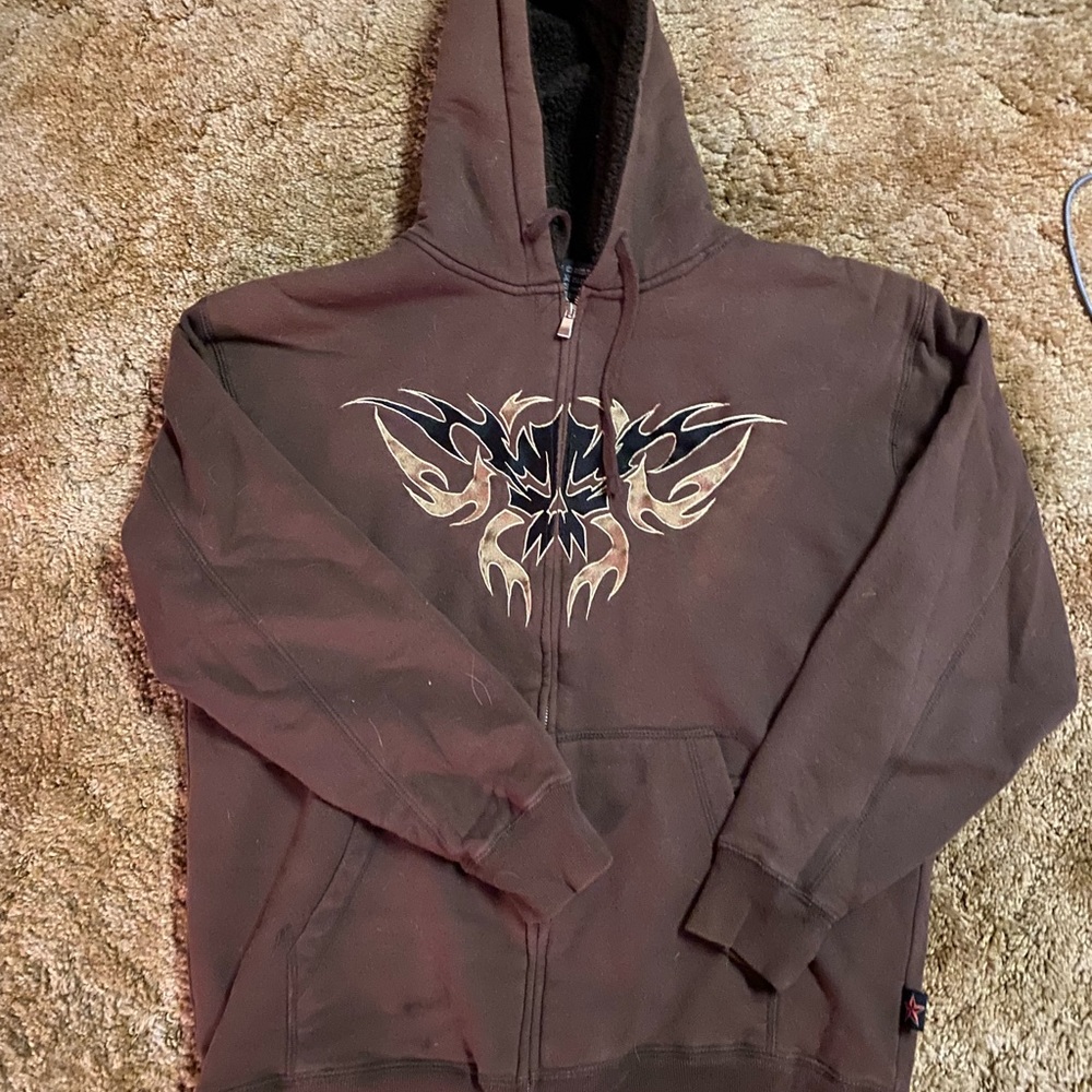 Top heavy brown zippered hoodie